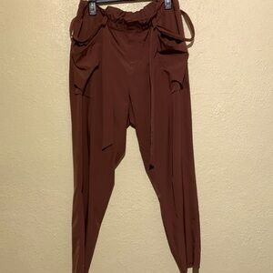 Eden Ruth Auroa Pants XXL Brown Stretch Elastic/Ruffle Waist Zipper Light Weight